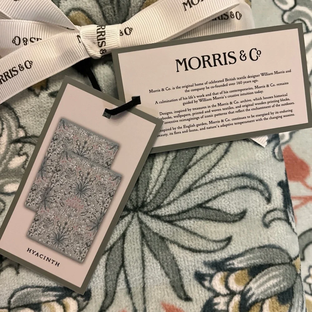 NWT Morris & Co. 4 piece Hyacinth Floral Bath & Hand Towel Set Blue Green